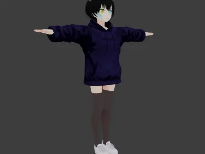 SciFi 3d anime kawaii girl character c16 Low-poly 3D model