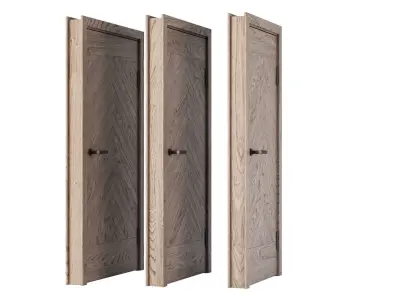 Wooden Door Set V9  3D model
