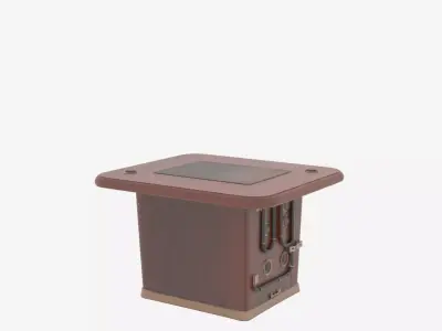 Executive Boardroom Table 3D Mahogany Finish Leather Inlay3D 3D model