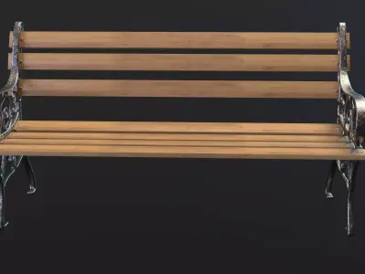 Park bench 3D model 13