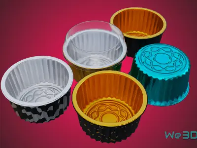 Gold Aluminum Food Container Low-poly 3D model