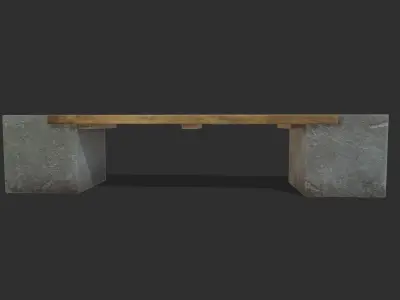 Bench 02 Low Poly PBR Realistic Low-poly 3D model