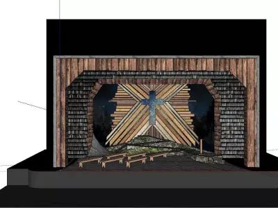 Architecture-Religion-God-Culture-Temple-0283 stage with fire... 3D model