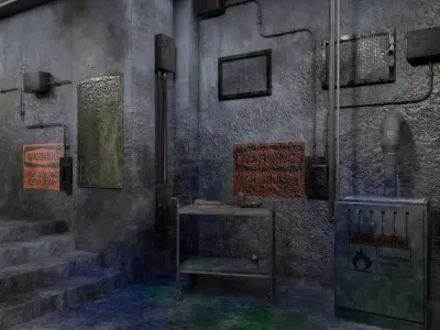 Old Hospital Room 2 Low-poly 3D model