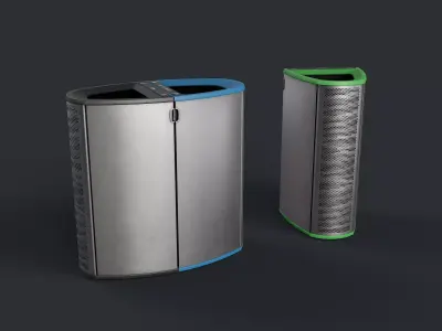 Street Trash Can 22 PBR Game Ready Low-poly 3D model