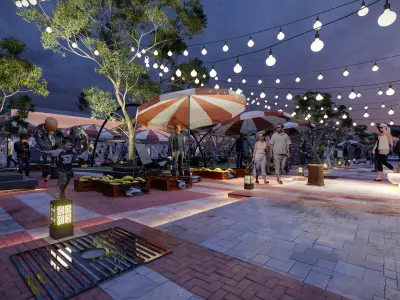 Interactive space of amusement park 3D model