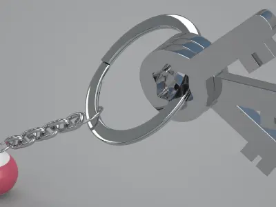 15 Snooker Ball with Keychain 3D model