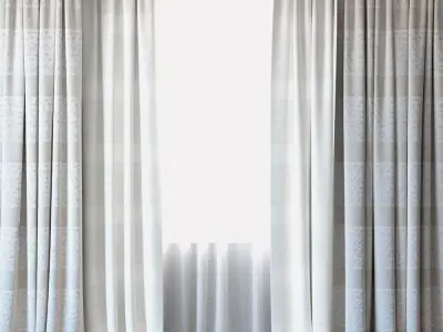 Curtains 14 Canvas curtains and tulle 3D model