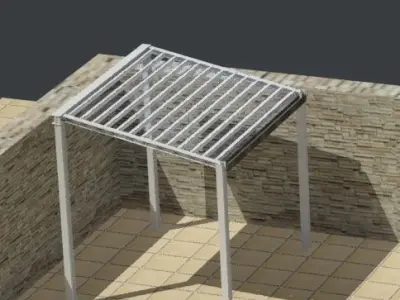 a metallic moving pergola 3D model