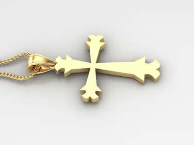Light Gold 18K Cross Pendant 2CP014 3D print model