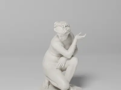 Crouching Venus Sculpture VR AR Mobile-ready Game-ready Low-poly 3D model