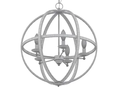 PASADENA light sphere chandelier in antique brass 3D model