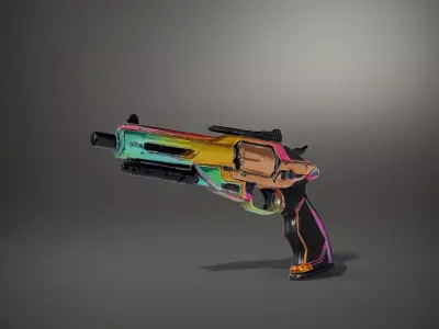 Iridescent Revolver model pack Low-poly 3D model
