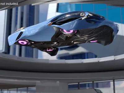  Futuristic Flying Car Blue Rigged 