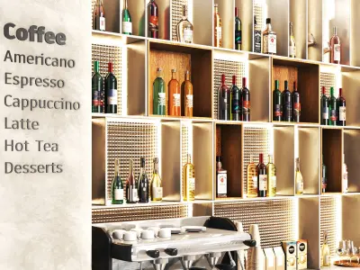 Cafe 14 Bar Restaurant foodcourt Low-poly 3D model