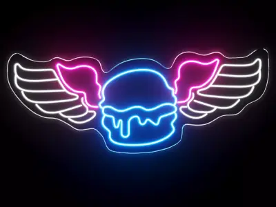 Burger Neon Sign 3D model