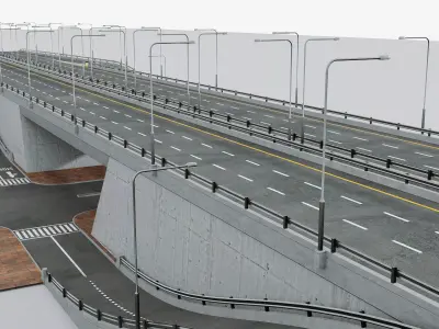 Highway Interchange 3D model Low-poly 3D model