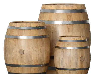 Wooden barrels 3D model