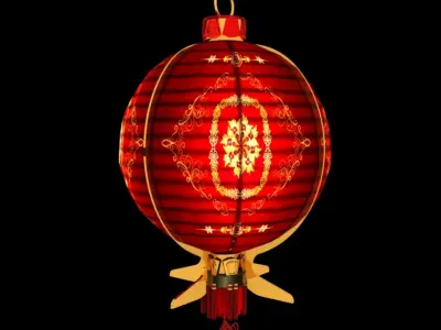 Chinese red lantern Low-poly 3D model