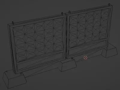Soviet concrete fence Low-poly 3D model