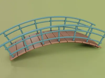 Cartoon Bridge 4 Low-poly 3D model