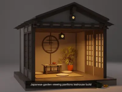 Japanese Garden Structures Buildings Exterior  3D Model Pack