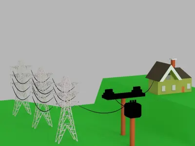 electric power tower 3D model Low-poly 3D model