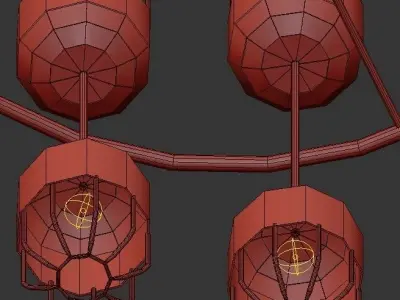 CAPSULE chandelier with gold cages 3D model