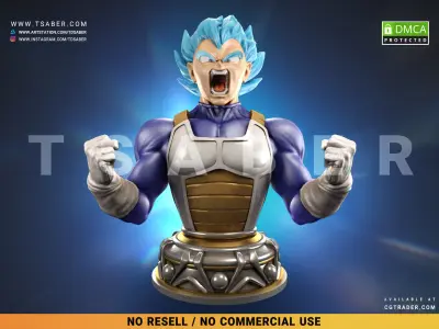 Vegeta Bust - Anime Dragon Ball Z collectibles 3D print model