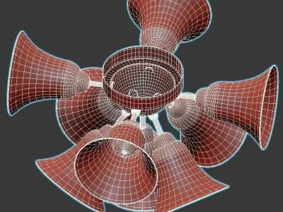 oneida chrome and glass ceiling light fixture 3D model