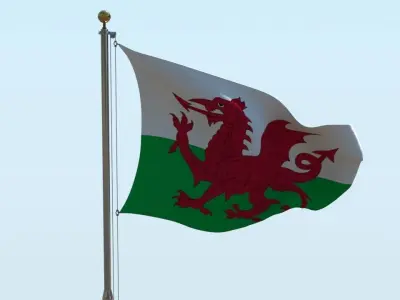 Animated Wales Flag  3D model