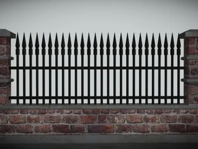 Brick Fence Low-poly 3D model
