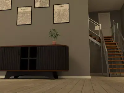 Oval Sideboard Cupboard With Sliding Doors 50x120 Free 3D model