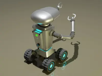  Robot assistant silver metallic 3D model