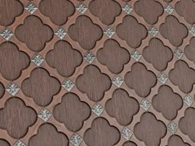 Medieval Arched Iron Lattice Wood Planks PBR Texture