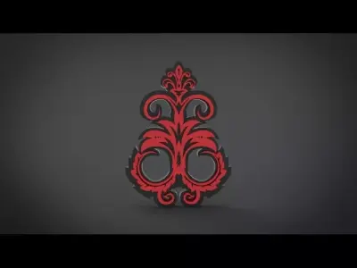Ornament ornate gold and pendant Low-poly 3D model