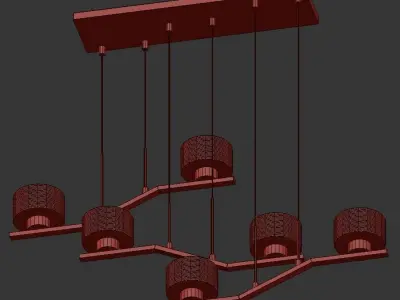 Lasus 6 five light chandelier with glass shades 3D model