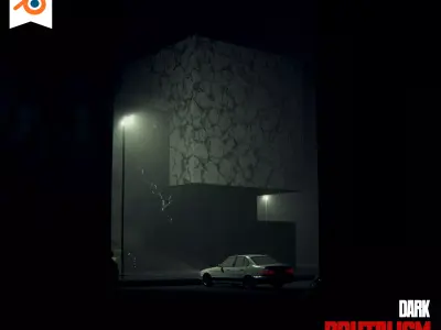 3D Brutalism - Dark Night Street 3D model
