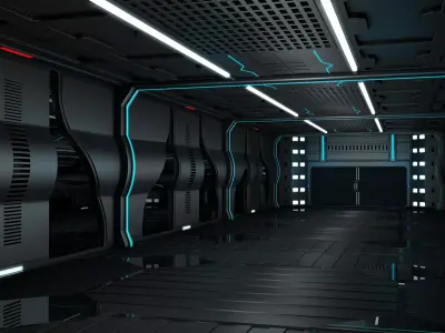 Sci Fi Corridor Interior 3D model 3