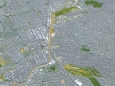 Lubumbashi Congo 30km Low-poly 3D model