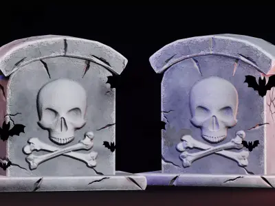 Stylized Halloween Props - Grave Low-poly 3D model
