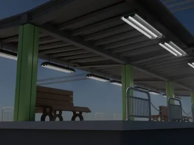 A railway station lowply industrial CAD Low-poly 3D model