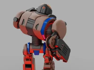 Combat robot rigged - animated character 3D model
