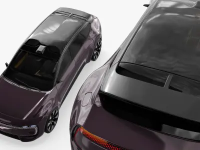  Audi E EV Vehicle Purple Rigged for Cinema 4D 