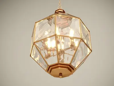 Bronze metallic chandelier  Lantern Oven L 3D model