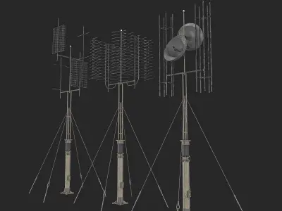 Army   Antenna  Pack   3 Types Low-poly 3D model