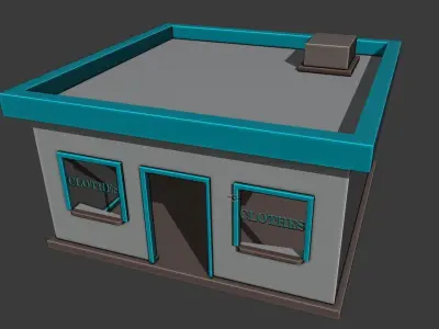 Low Poly Open and Enterable Clothes Shop Clear Windows  Free low-poly 3D model