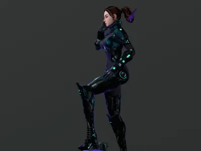 Vicky Female Sci-fi Character Free Rig Low-poly 3D model