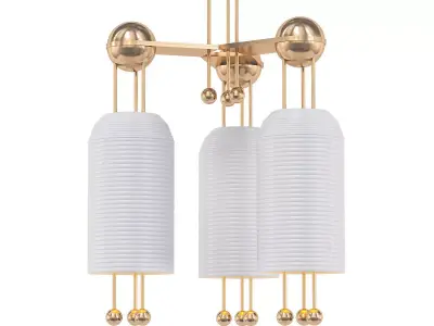 LANTERN three - light chandelier in brass 3D model