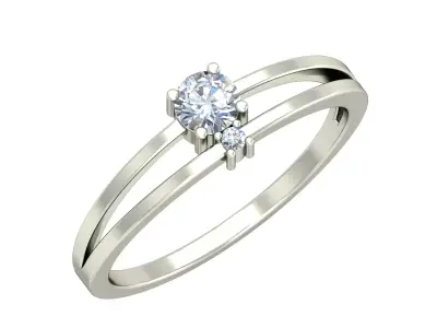 Women Wedding Engagement Two Band Ring 3D print model 2
